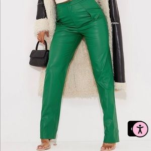 Green Faux Leather Pants